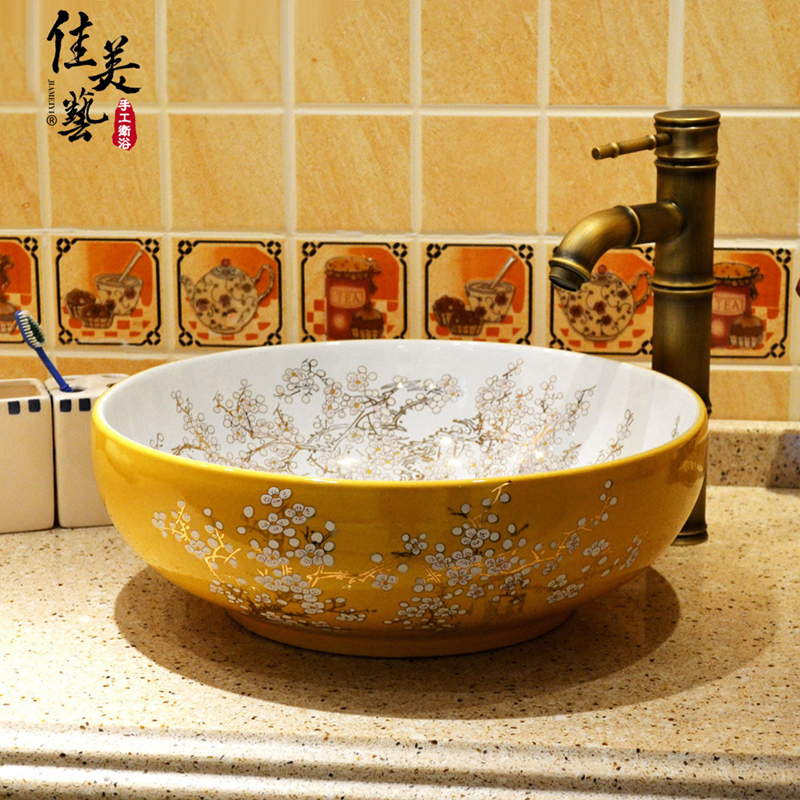   ׸?? ȭ    (111) ̺ ķ ÷  Ʈ  /Camry platform retro art ceramic pots on the table of pure hand-painted toilet washbasin
